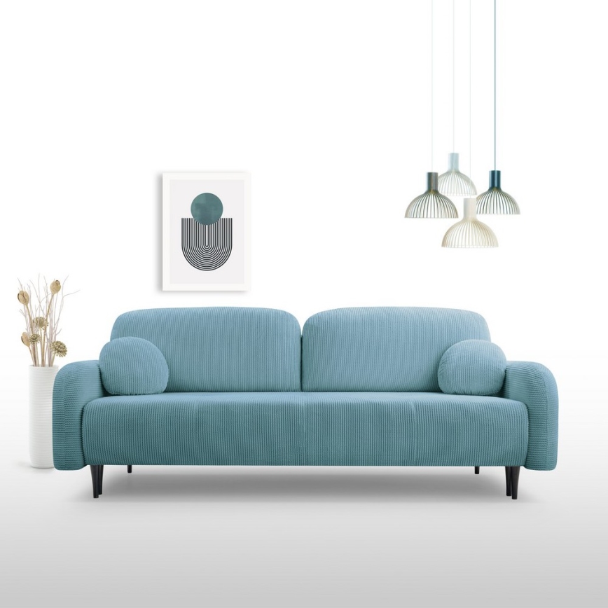 Canapé‑lit rembourré 3 places CLOUDY turquoise