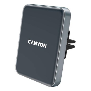 Canyon - Support magnétique de téléphone pour voiture avec fonction de charge sans fil Qi 5V carré noir