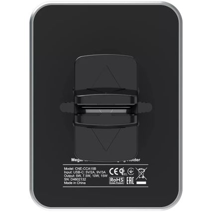 Canyon - Support magnétique de téléphone pour voiture avec fonction de charge sans fil Qi 5V carré noir