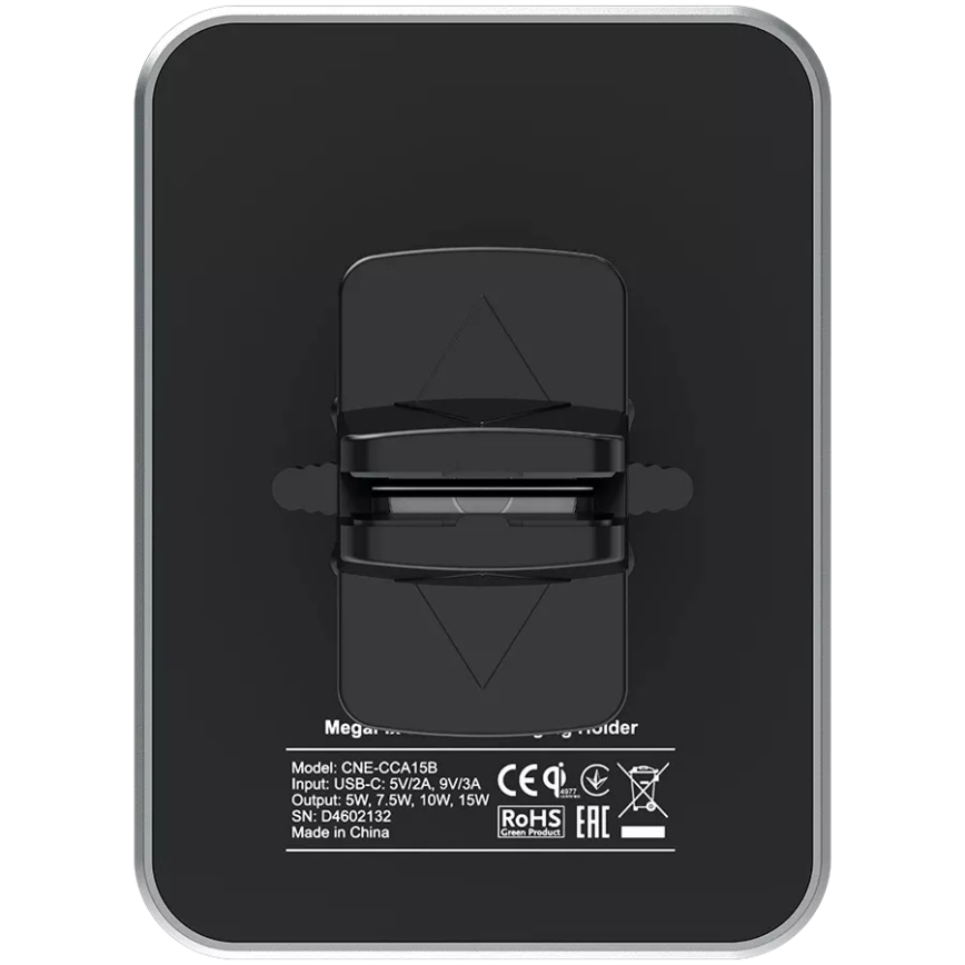 Canyon - Support magnétique de téléphone pour voiture avec fonction de charge sans fil Qi 5V carré noir