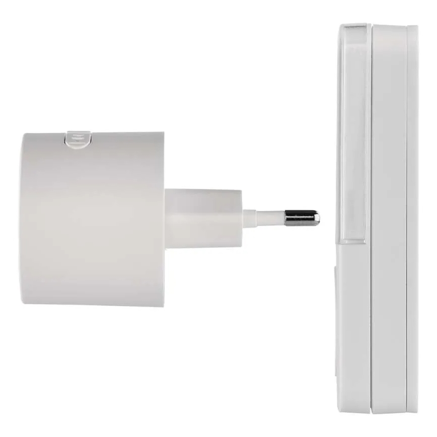 Carillon sans fil à brancher sur prise 230 V + 1 pile CR2032 incluse, blanc