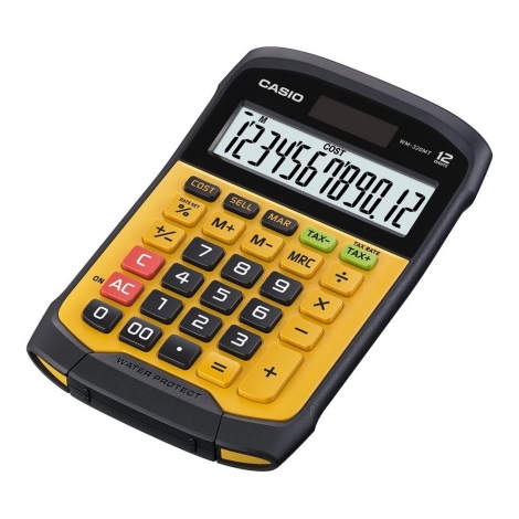 Casio - Calculatrice de bureau étanche 1xCR2032 IP54 noire/orange