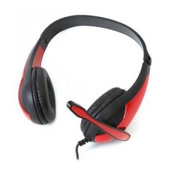 Casque avec fil et micro rouge