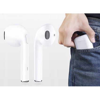 Écouteurs sans fil avec microphone IPX2 blanc 350 mAh + 2x 45 mAh