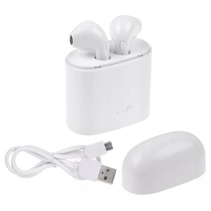 Écouteurs sans fil avec microphone IPX2 blanc 350 mAh + 2x 45 mAh