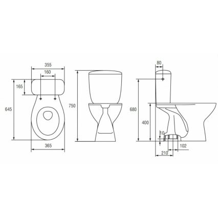 Cersanit K08-029 - WC sur pied avec abattant PRESIDENT céramique/blanc