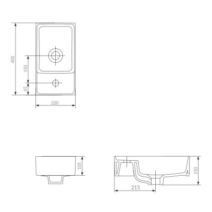 Cersanit K114-004 - Aanrecht wastafel CREA 22x40 cm keramiek/glanzend wit