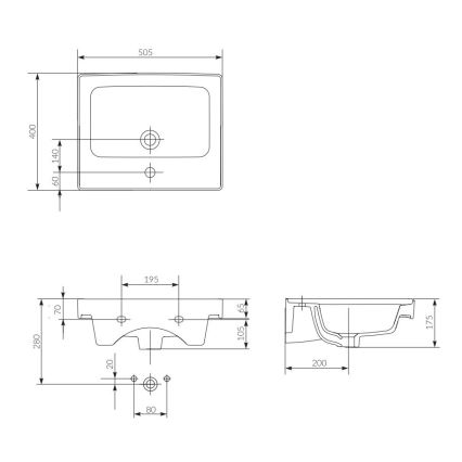 Cersanit K114-005 - Inbouw wastafel CREA 40x50,5 cm keramiek/glanzend wit