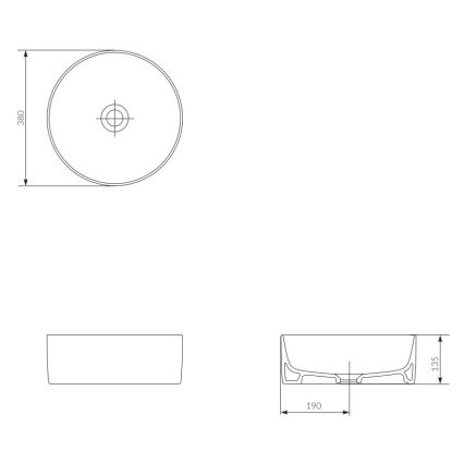Cersanit K114-020 - Opbouwwastafel CREA Ø 38 cm keramiek/glanzend wit