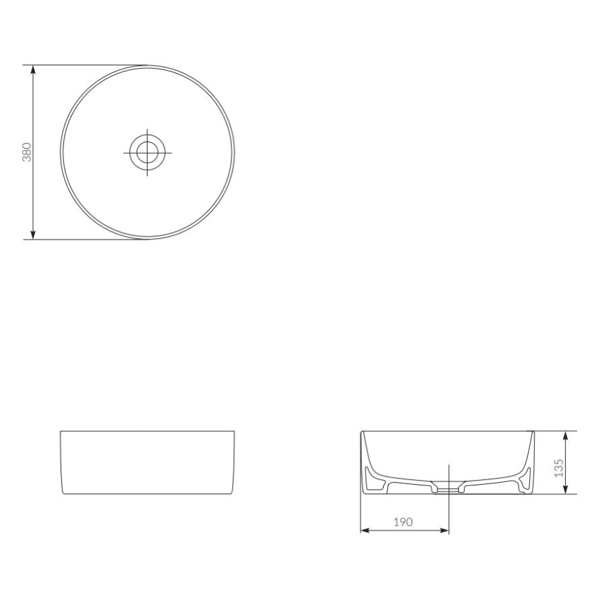 Cersanit K114-020 - Opbouwwastafel CREA Ø 38 cm keramiek/glanzend wit