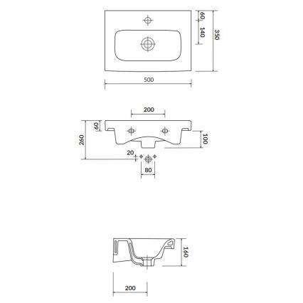 Cersanit K116-008 - Inbouw wastafel MODUO SLIM 35x50 cm keramiek/glanzend wit
