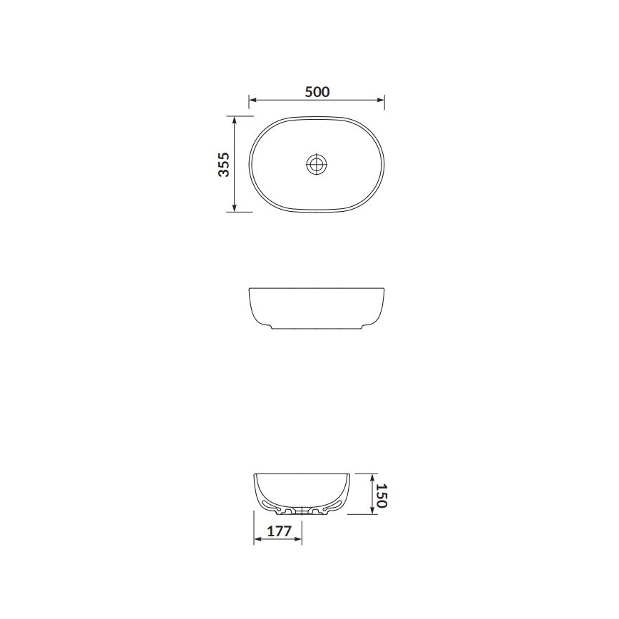 Cersanit K116-049 - Lavabo à poser MODUO 35,5x50 cm céramique/blanc brillant