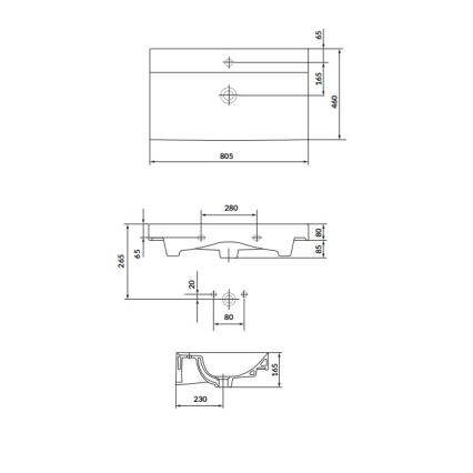 Cersanit K120-010 - Lavabo à encastrer LARGA 46x80,5 cm céramique/blanc brillant