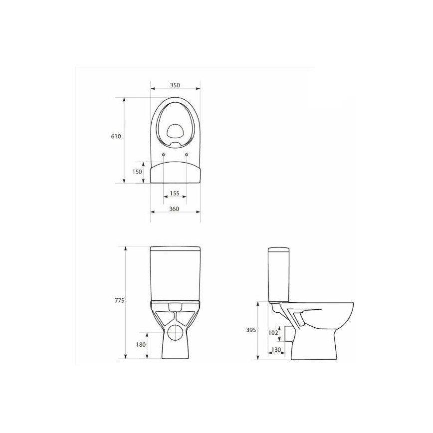 Cersanit K27-062 - Staand toilet PARVA keramiek/wit