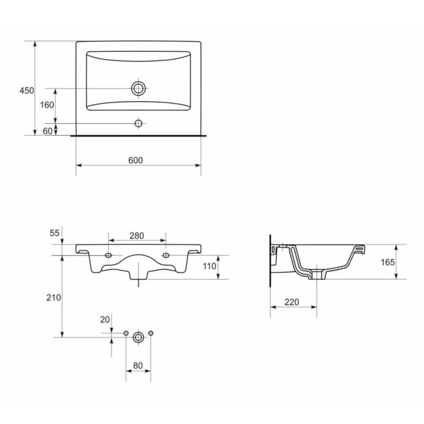 Cersanit K32-003-ECO - Lavabo à poser/à suspendre COMO 45x60 cm céramique/blanc brillant