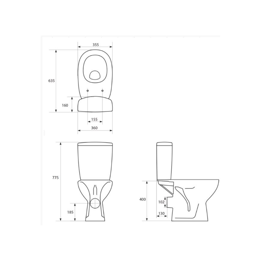 Cersanit K667-052 - Staand toilet met ARTECO-toiletzitting, keramiek/wit