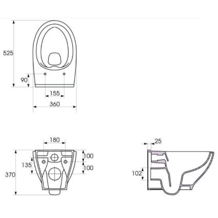 Cersanit K701-147 - Wandtoilet met toiletbril SAVIO keramiek/wit