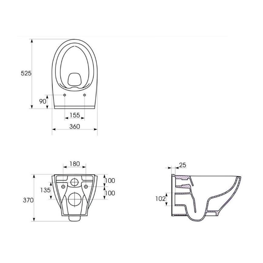 Cersanit K701-147 - Wandtoilet met toiletbril SAVIO keramiek/wit