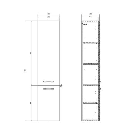 Cersanit S1003-001 - Meuble de salle de bains suspendu NIKO 140x30 cm, finition noyer