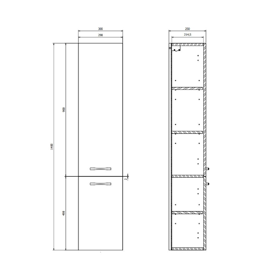Cersanit S1003-001 - Meuble de salle de bains suspendu NIKO 140x30 cm, finition noyer