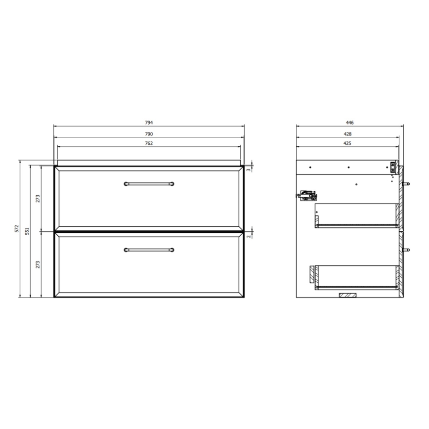Cersanit S1017-003 - Wandhangend badkamermeubel MILLE voor onder de wastafel 80x55x45 cm zwart