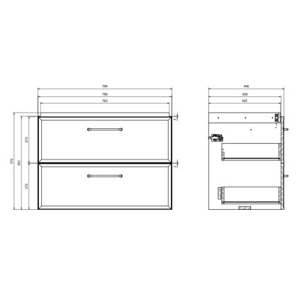 Cersanit S1017-003 - Meuble sous-vasque suspendu MILLE 80x55x45 cm noir