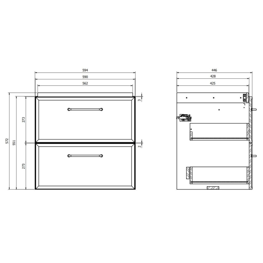 Cersanit S1021-002 - Meuble sous-vasque suspendu MILLE 60x45 cm noir
