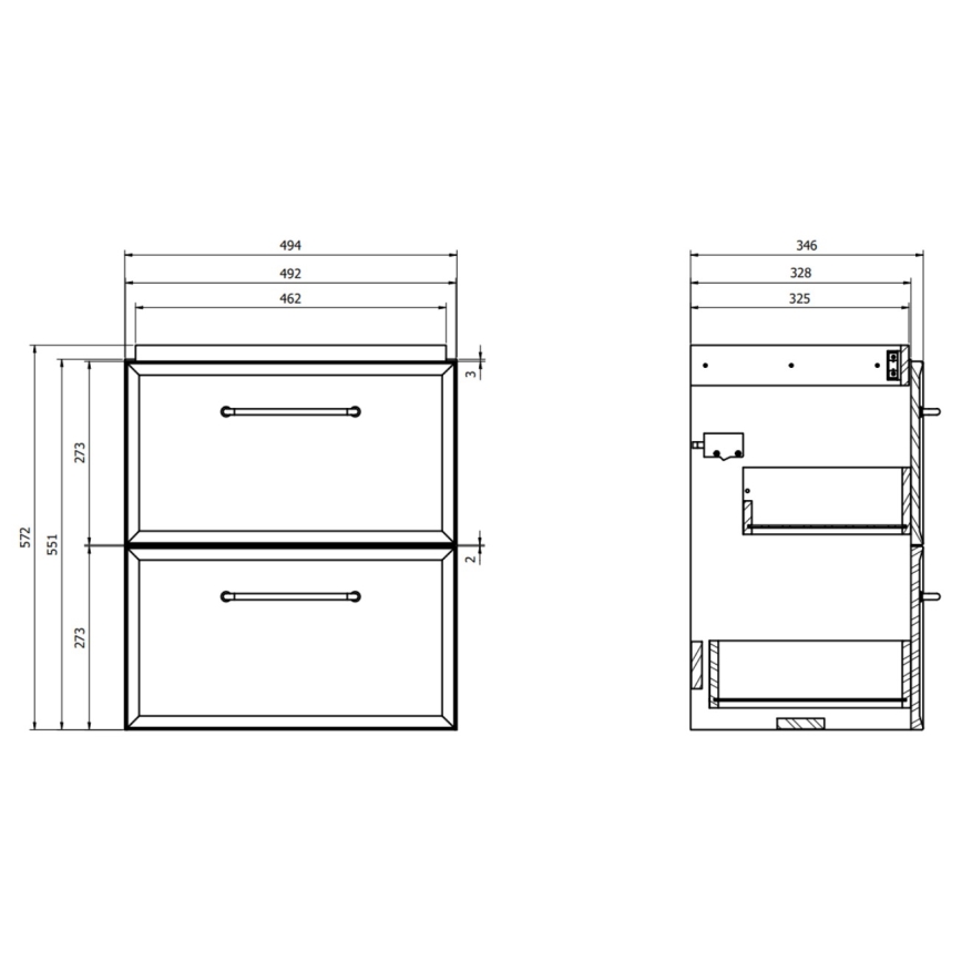 Cersanit S1021-006 - Hangend badkamermeubel onder de wastafel MILLE SLIM 50x35 cm zwart