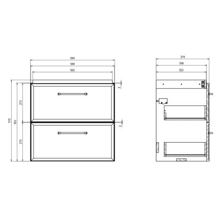 Cersanit S1021-009 - Hangend badkamermeubel onder de wastafel MILLE SLIM 60x38 cm mintgroen