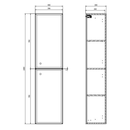Cersanit S1021-010 - Meuble de salle de bains suspendu MILLE 40x160x30 cm blanc mat