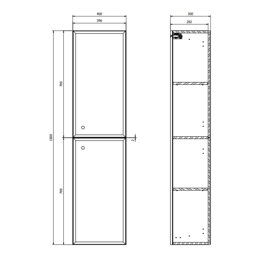 Cersanit S1021-012 - Meuble de salle de bains mural MILLE 40x160x30 cm vert menthe