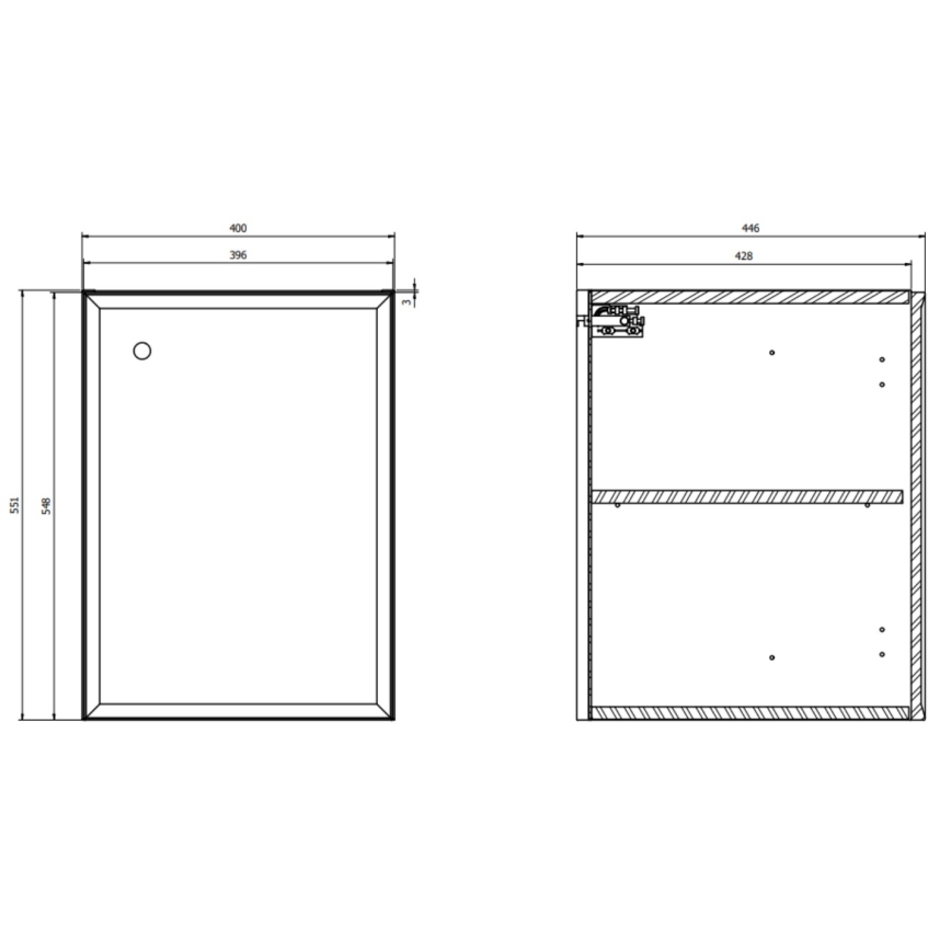 Cersanit S1022-005 - Hangende badkamerkast MILLE 40x45 cm mat zwart