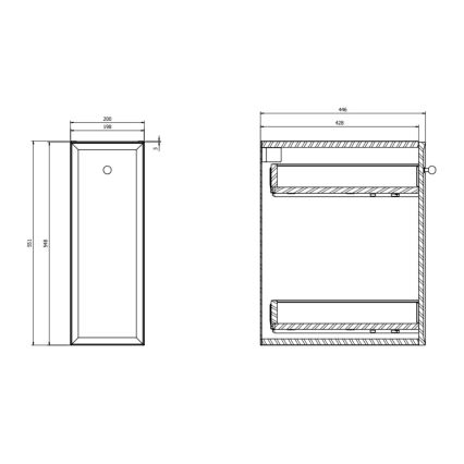 Cersanit S1022-007 - Meuble de salle de bains suspendu MILLE 20x45 cm noir mat