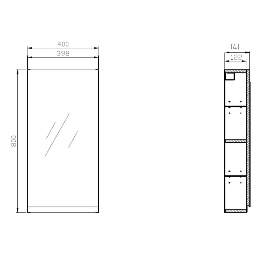 Cersanit S590-030 - Spiegel badkamerkast MEDDIE 80x40 cm