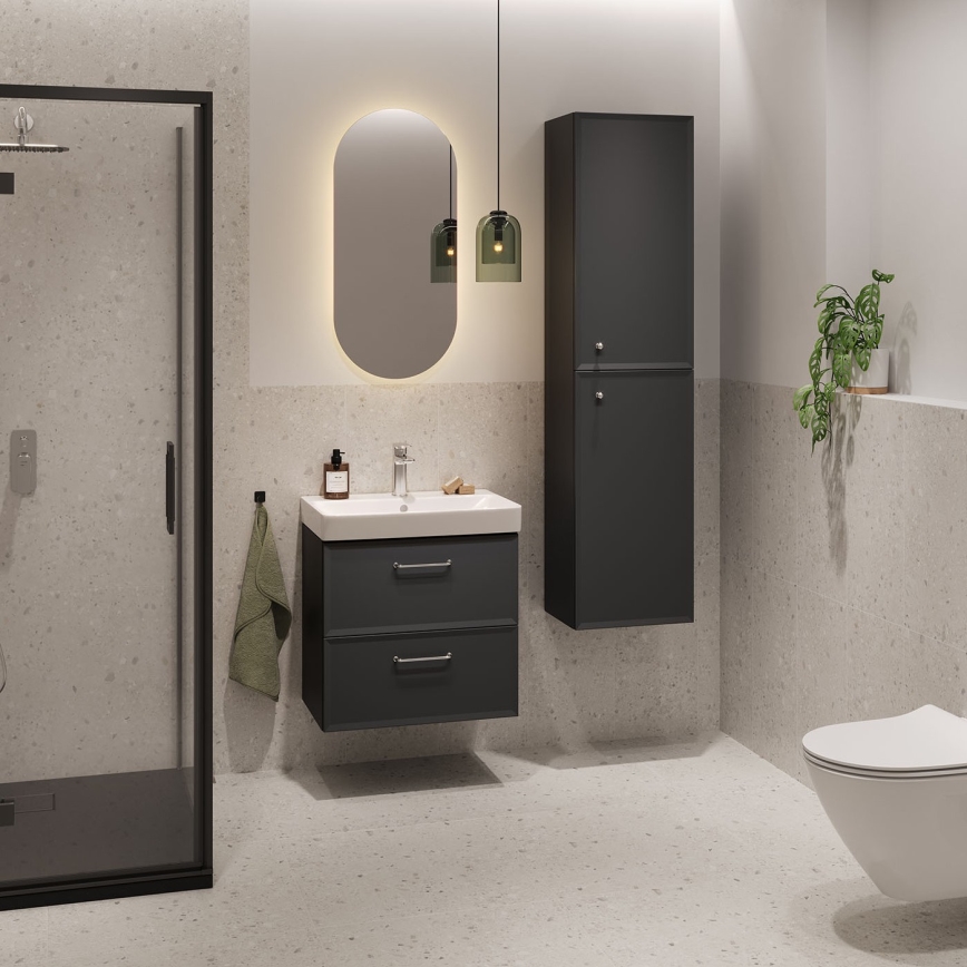 Cersanit S590-100 - Hangende badkamerkast voor onder de wastafel MILLE SLIM 60x38 cm zwart