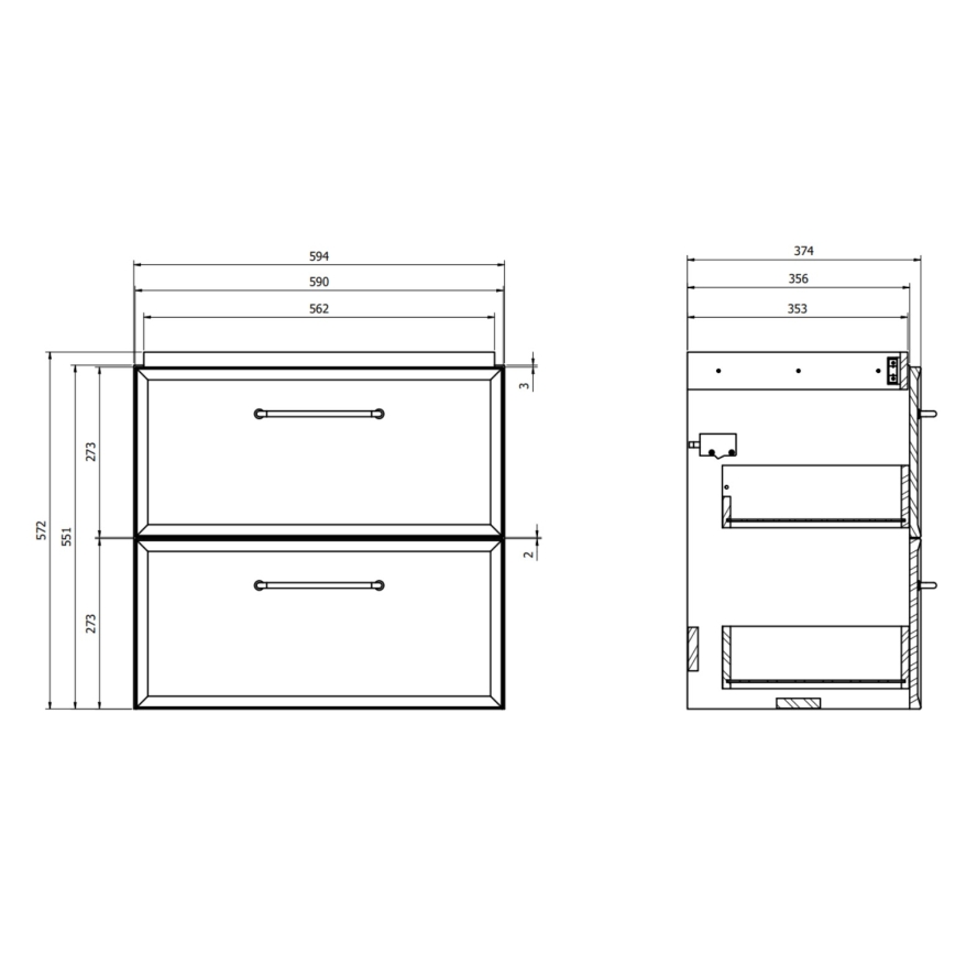 Cersanit S590-100 - Meuble sous-vasque suspendu MILLE SLIM 60x38 cm noir