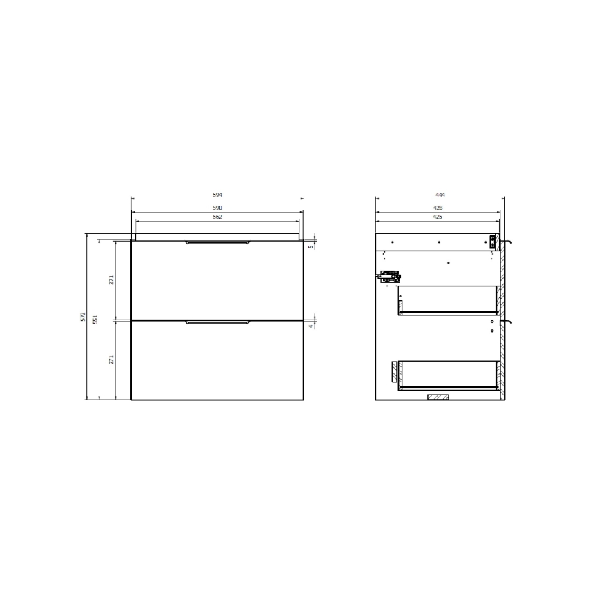 Cersanit S598-045-DSM - Wandgemonteerde onderkast voor wastafel MALIKA 60x45 cm eiken