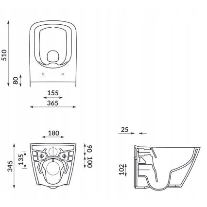 Cersanit S701-405-ECO - Hangend toilet met toiletbril CITY, keramiek/wit