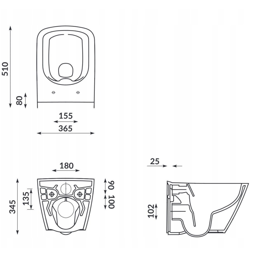 Cersanit S701-405-ECO - Hangend toilet met toiletbril CITY, keramiek/wit