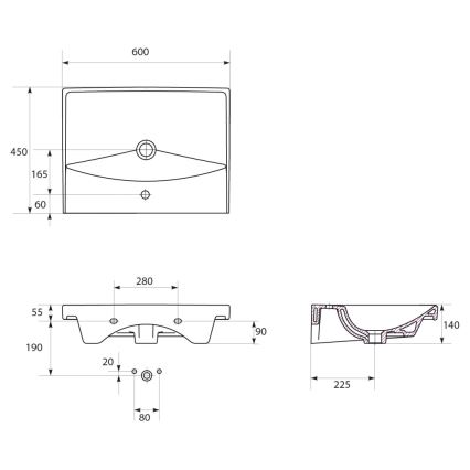 Cersanit S801-142-DSM - Hangend badmeubel met wastafel LARA CITY 60x45 cm wit