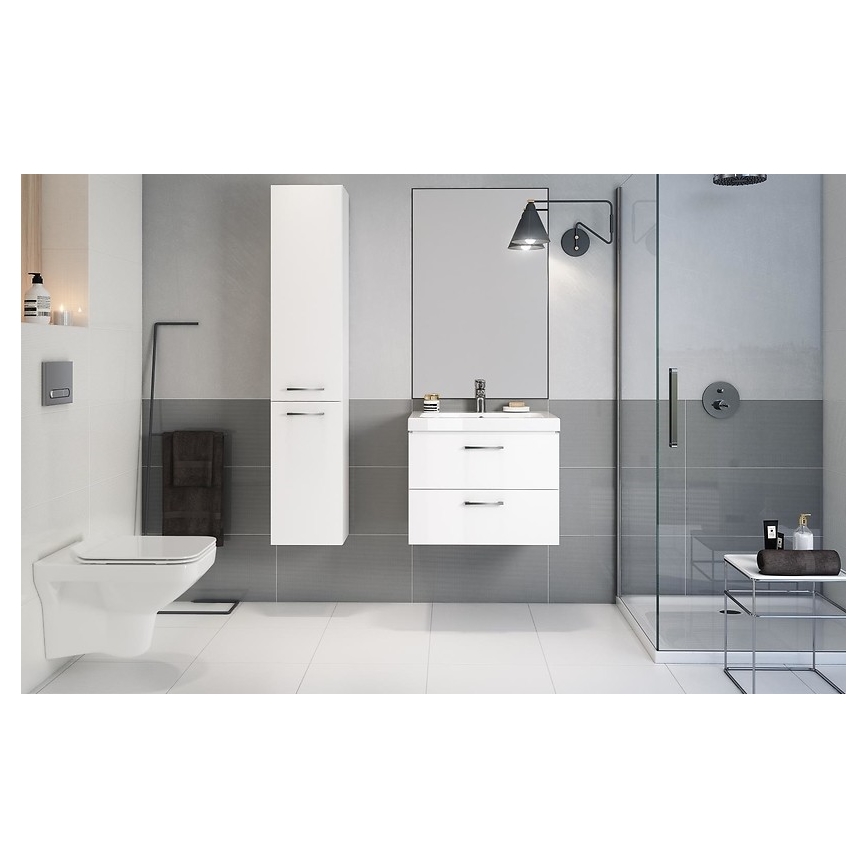 Cersanit S801-142-DSM - Meuble de salle de bains suspendu avec lavabo LARA CITY 60 x 45 cm blanc