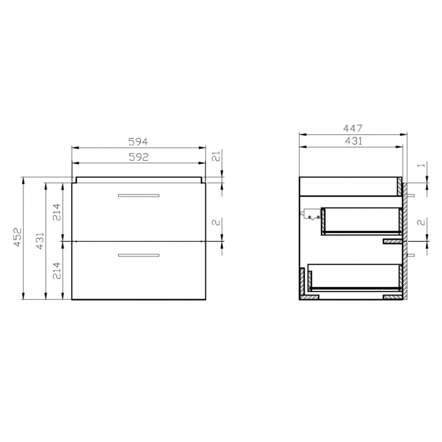Cersanit S801-147-DSM - Meuble de salle de bains suspendu avec lavabo LARA 60 x 45 cm blanc