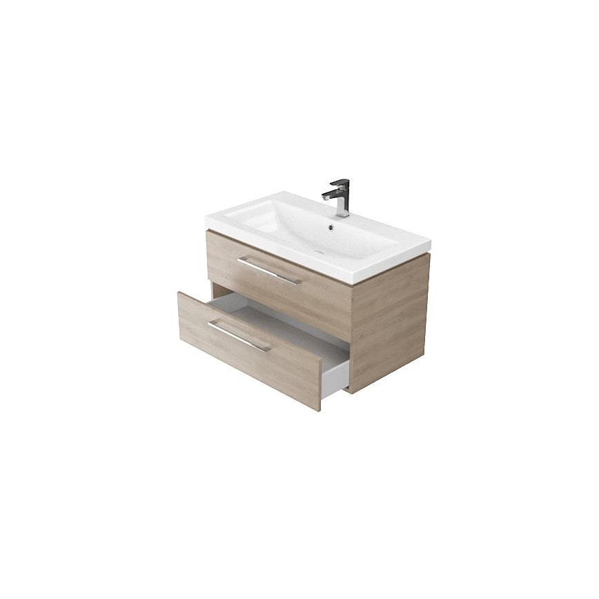 Cersanit S801-148-DSM - Armoire suspendue pour salle de bains avec vasque ELODY 46x60 cm noyer