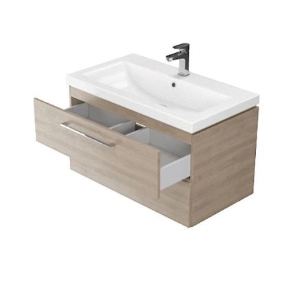 Cersanit S801-148-DSM - Hangende badkamerkast met een kom ELODY 46x60 cm walnoot