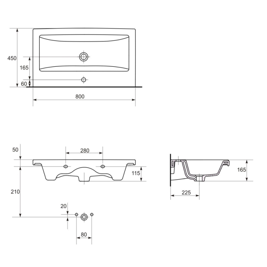 Cersanit S801-149-DSM - Hangende badkamerkast met een kom ELODY 46x80 cm wit