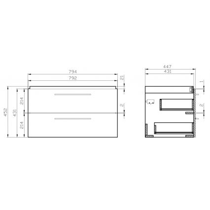 Cersanit S801-149-DSM - Hangend badkamermeubel met wastafel LARA 80x46x45 cm wit