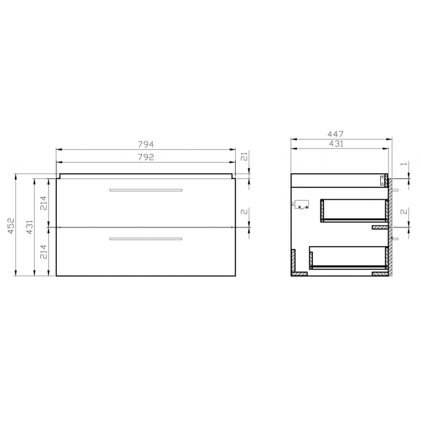 Cersanit S801-149-DSM - Hangend badkamermeubel met wastafel LARA 80x46x45 cm wit