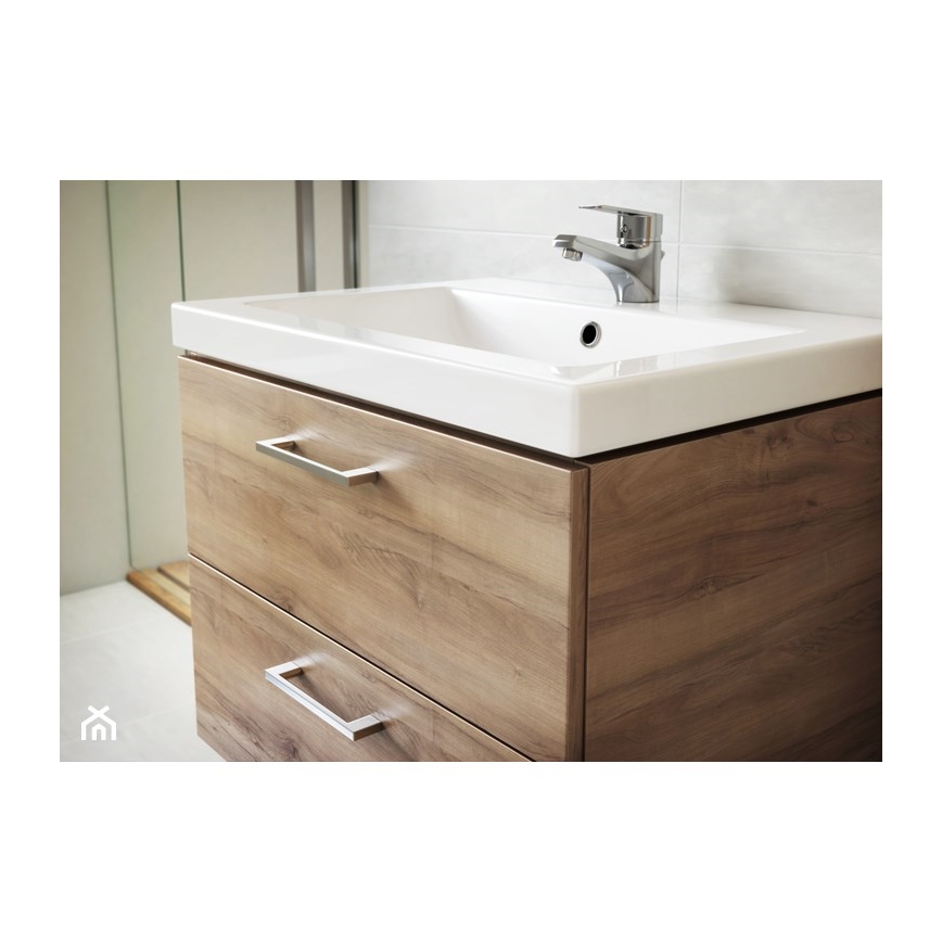 Cersanit S801-153-DSM - Meuble de salle de bains suspendu avec lavabo LARA COMO 50 x 40 cm, noyer
