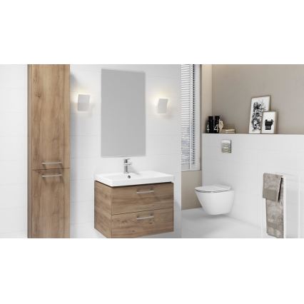 Cersanit S801-153-DSM - Meuble de salle de bains suspendu avec lavabo LARA COMO 50 x 40 cm, noyer