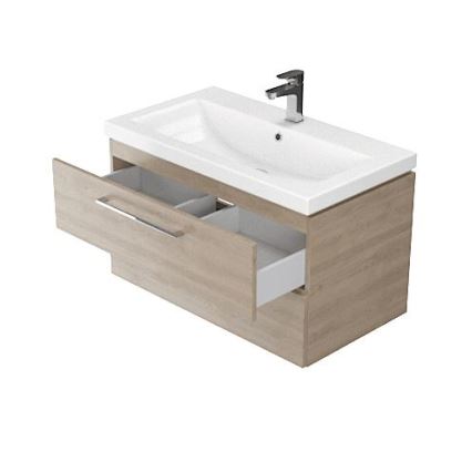 Cersanit S801-154-DSM - Armoire suspendue pour salle de bains avec vasque ELODY 46x80 cm noyer